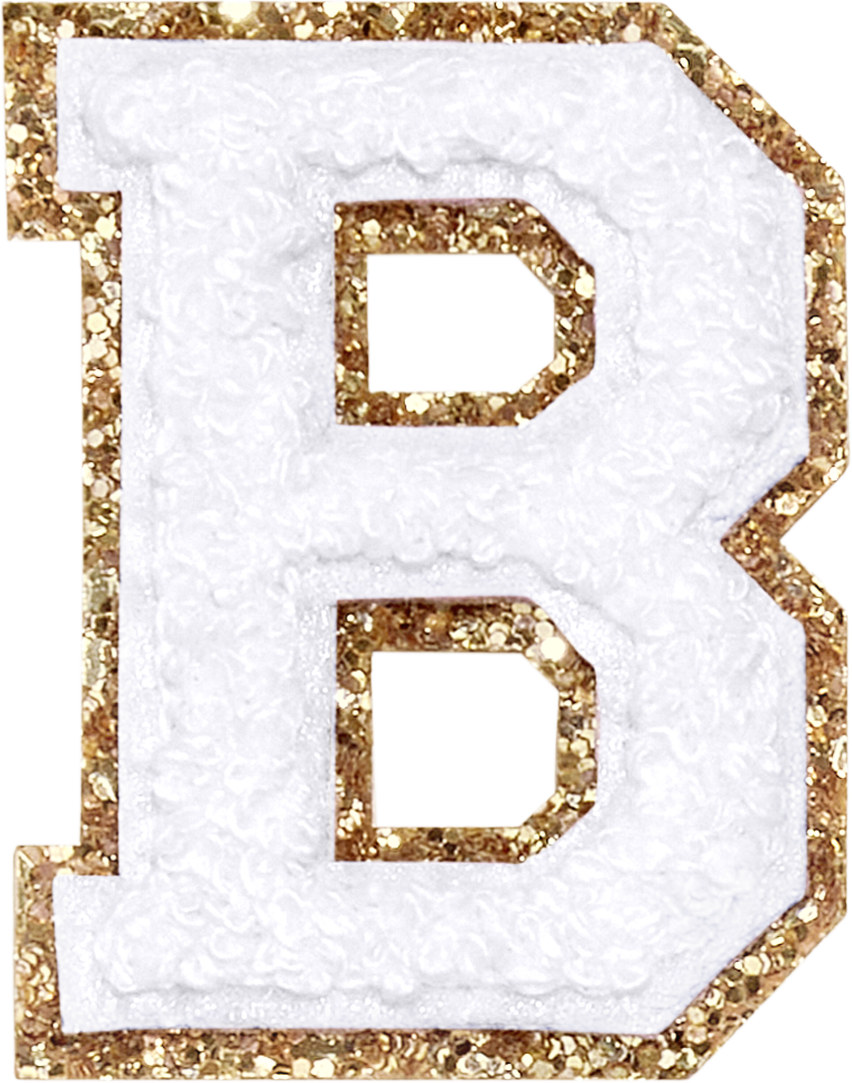 Blanc Glitter Varsity Letter Patches