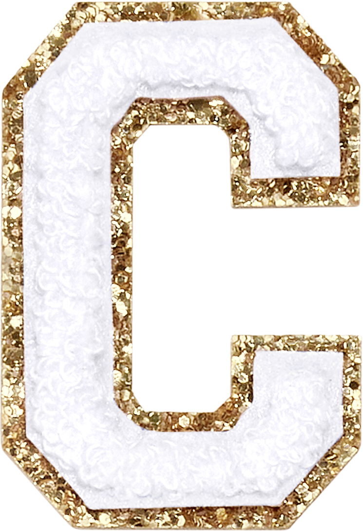 Blanc Glitter Varsity Letter Patches