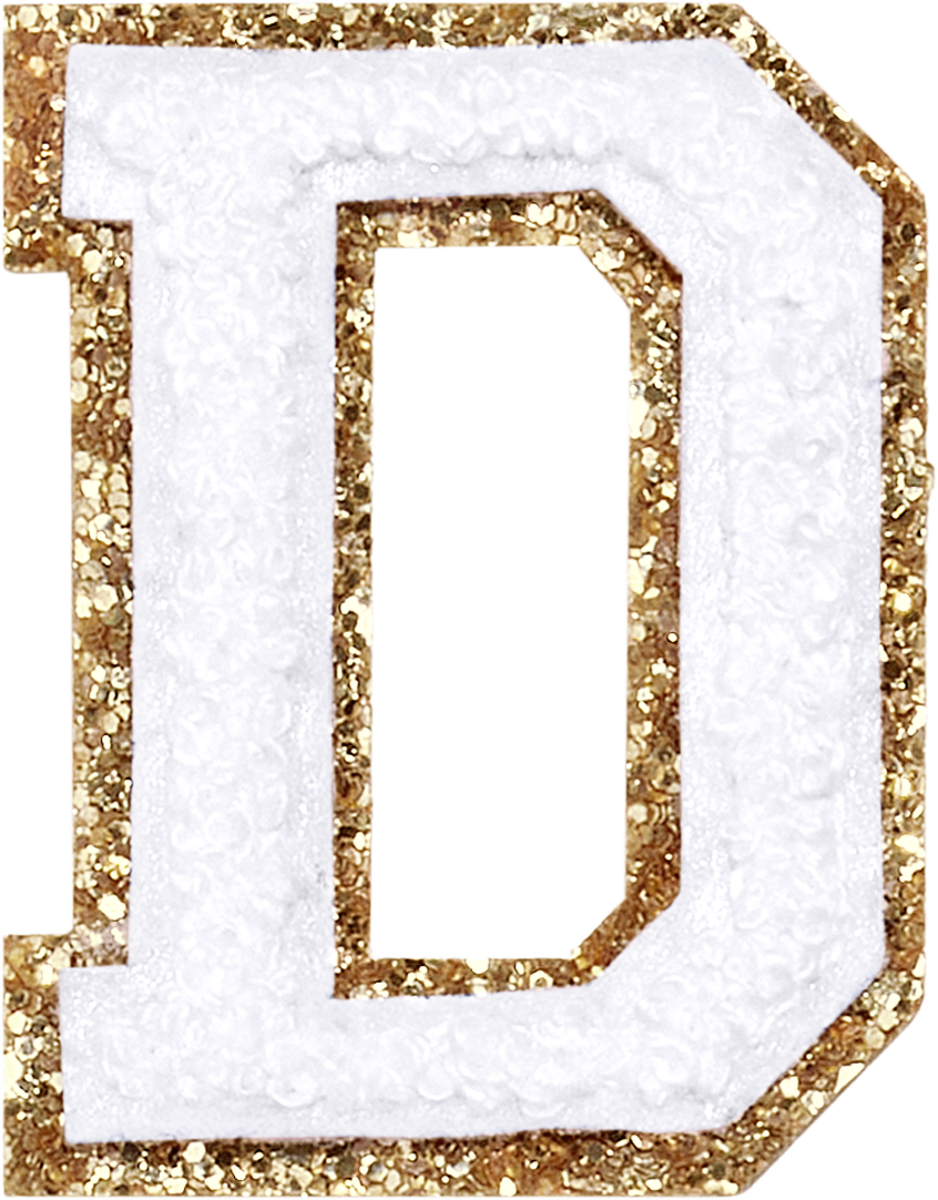 Blanc Glitter Varsity Letter Patches