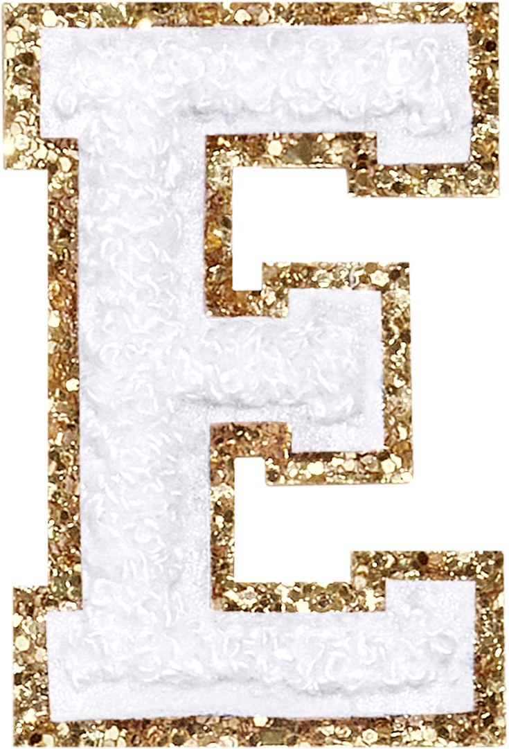 Blanc Glitter Varsity Letter Patches