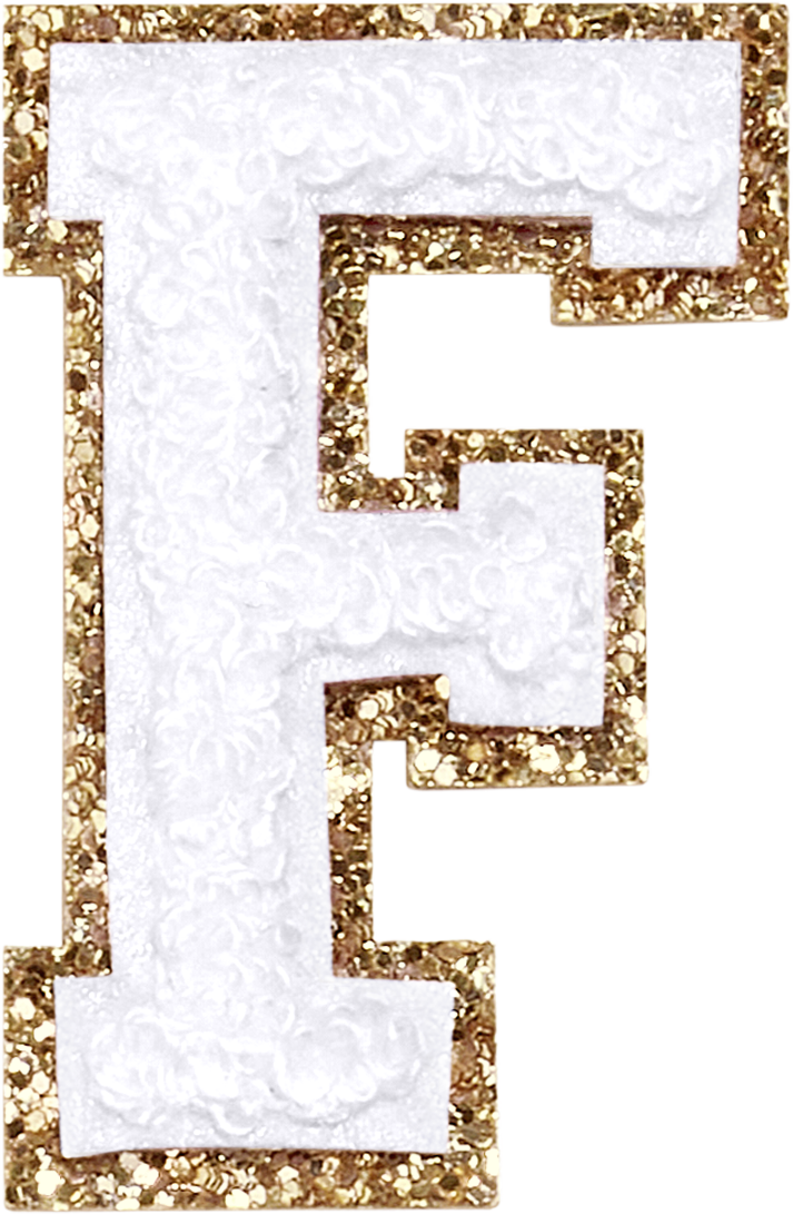 Blanc Glitter Varsity Letter Patches