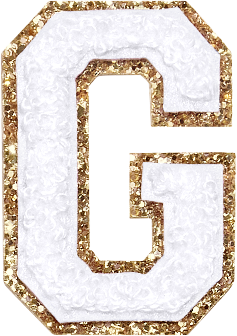 Blanc Glitter Varsity Letter Patches
