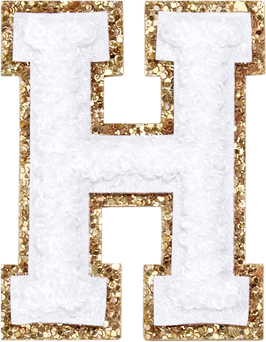 Blanc Glitter Varsity Letter Patches