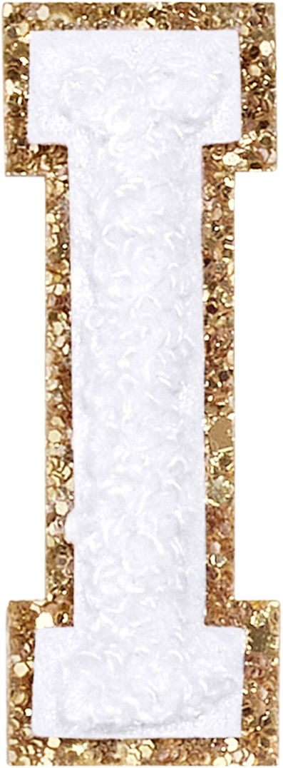 Blanc Glitter Varsity Letter Patches
