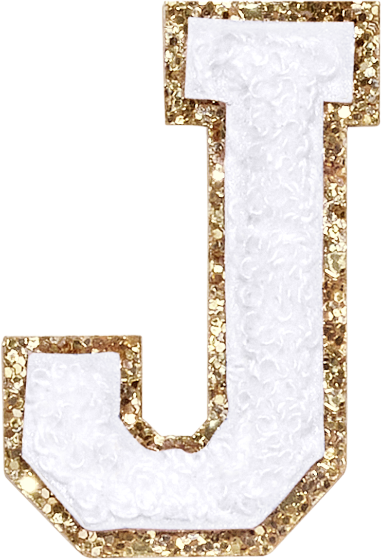 Blanc Glitter Varsity Letter Patches