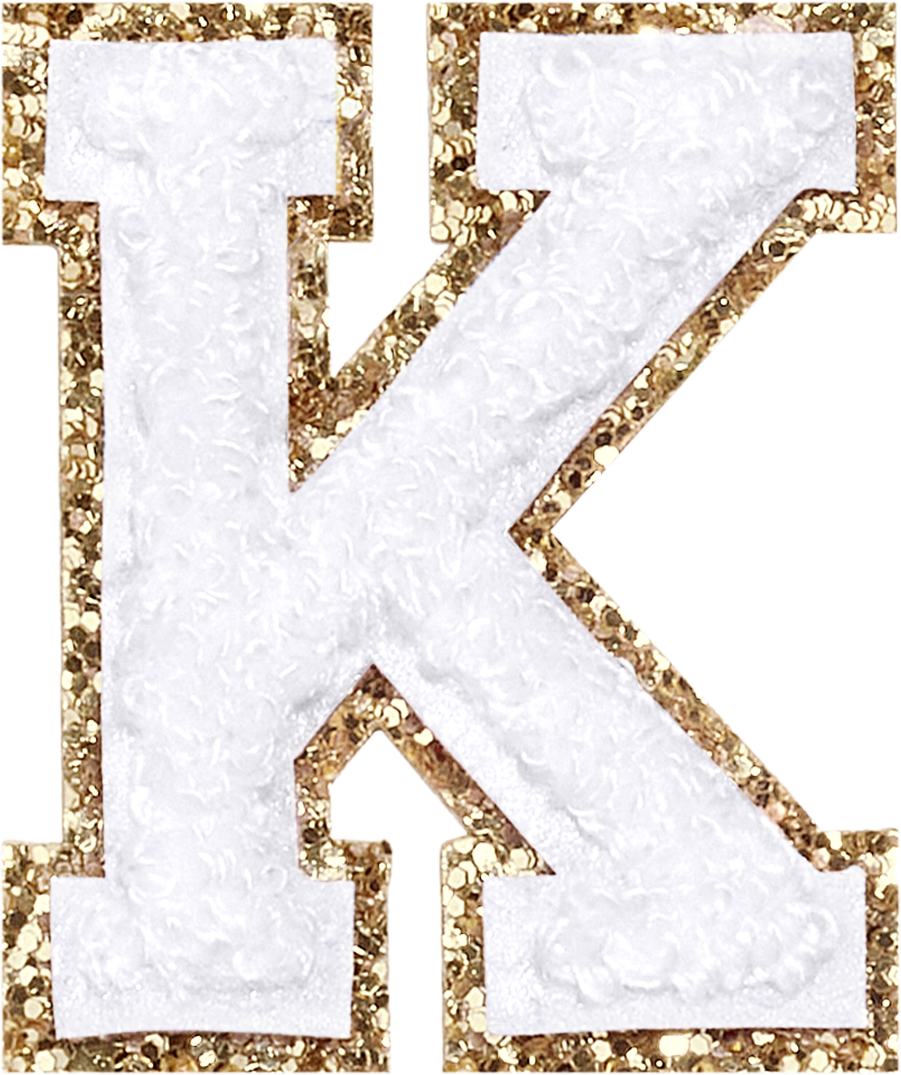 Blanc Glitter Varsity Letter Patches