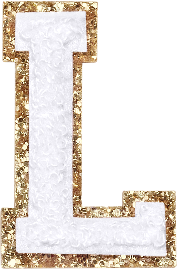 Blanc Glitter Varsity Letter Patches