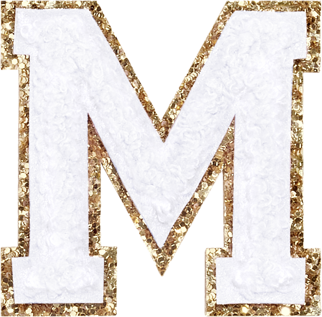 Blanc Glitter Varsity Letter Patches