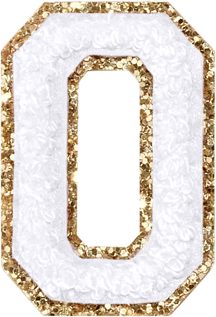 Blanc Glitter Varsity Letter Patches