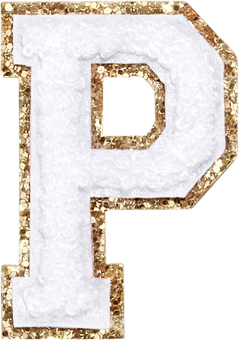 Blanc Glitter Varsity Letter Patches
