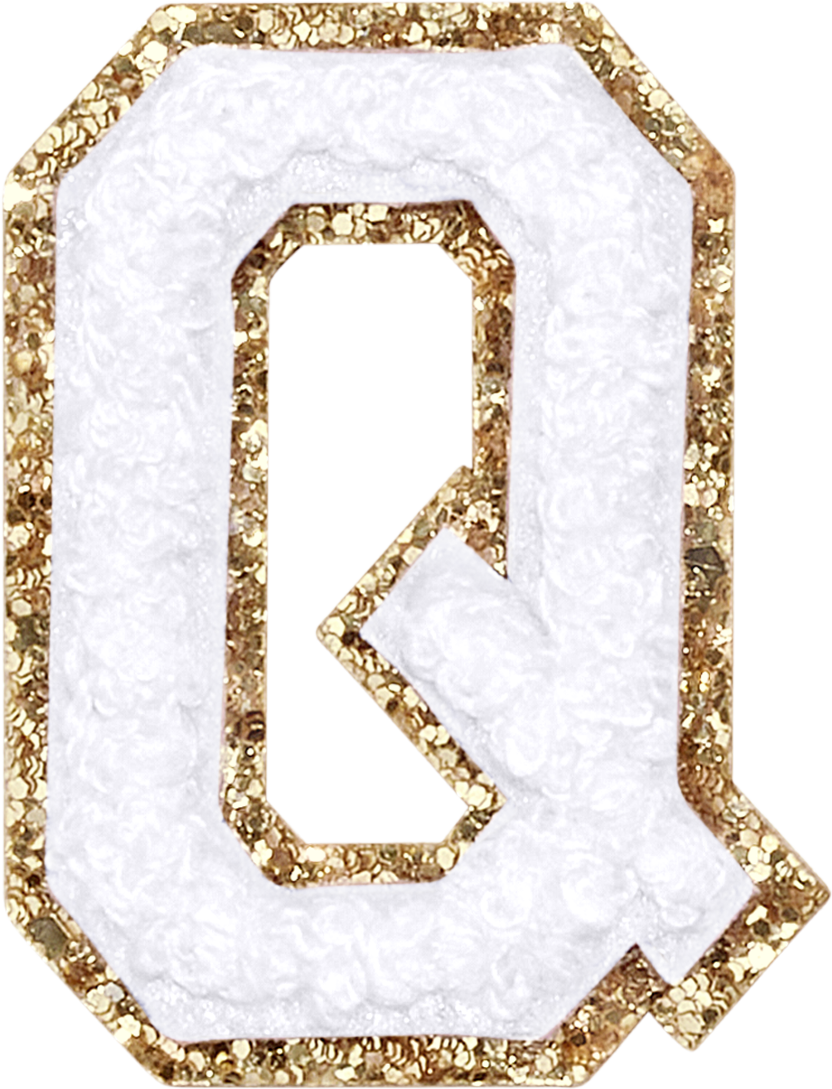 Blanc Glitter Varsity Letter Patches