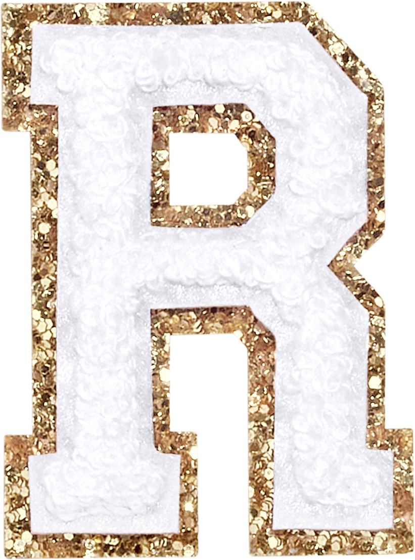 Blanc Glitter Varsity Letter Patches