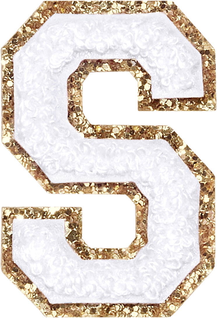 Blanc Glitter Varsity Letter Patches