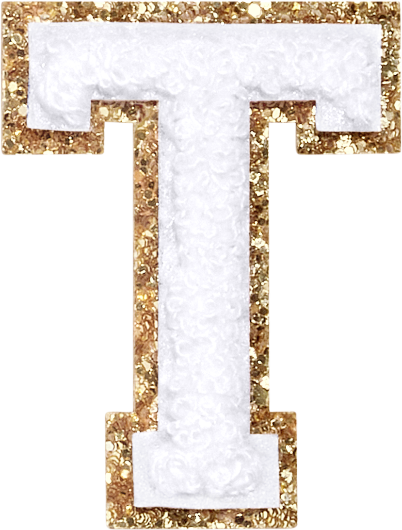 Blanc Glitter Varsity Letter Patches