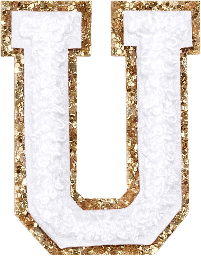 Blanc Glitter Varsity Letter Patches
