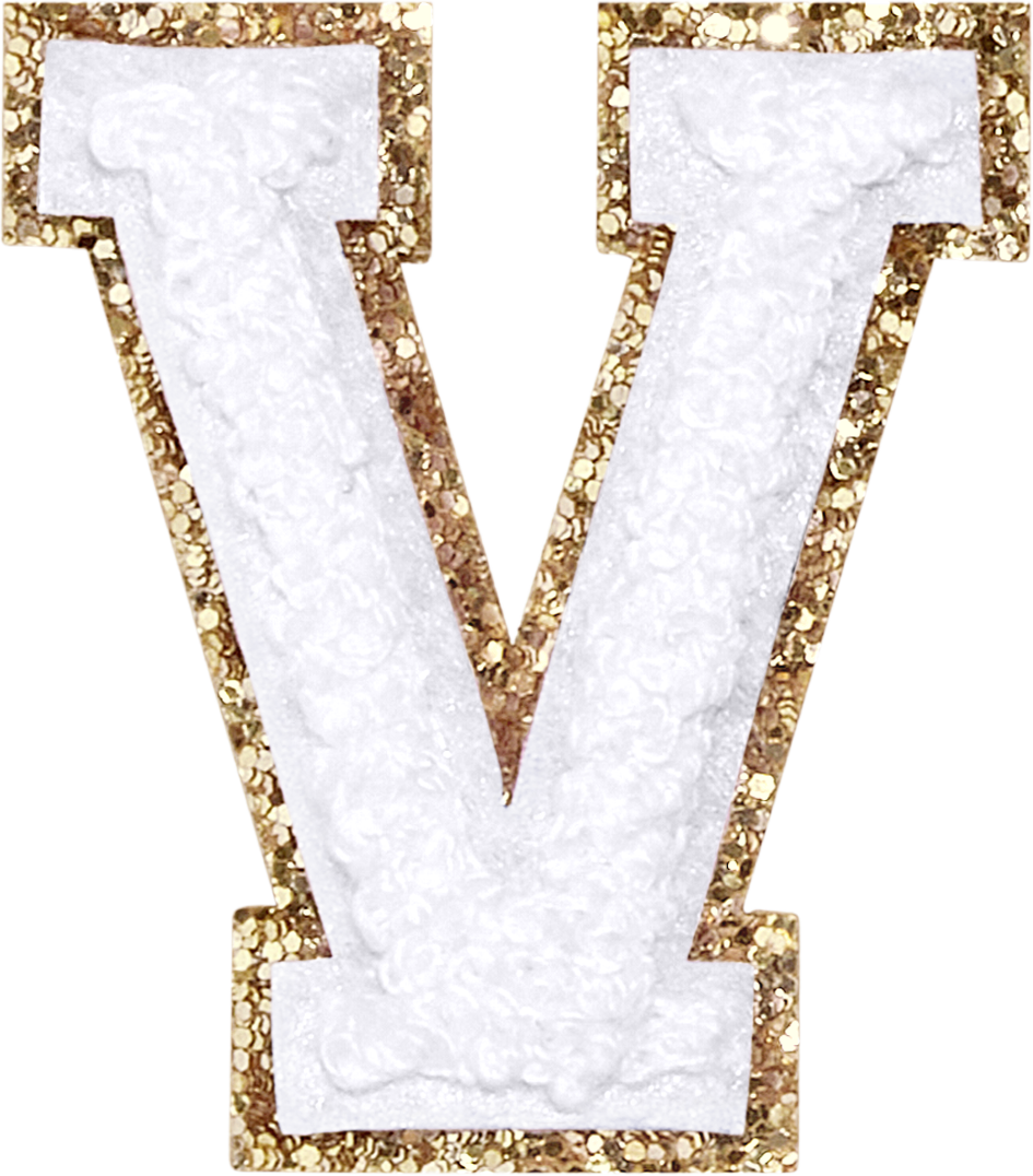 Blanc Glitter Varsity Letter Patches