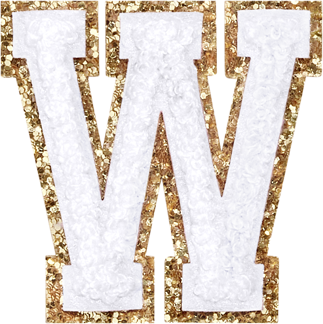 Blanc Glitter Varsity Letter Patches