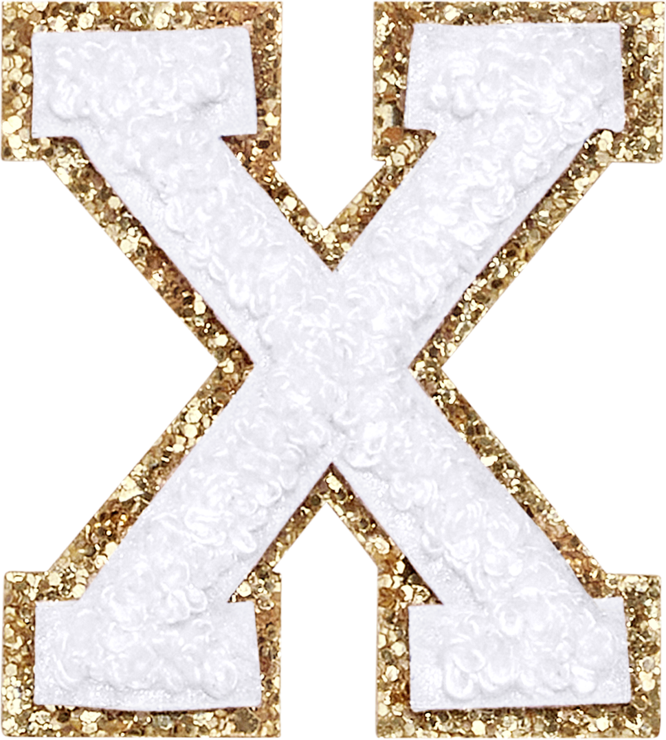 Blanc Glitter Varsity Letter Patches