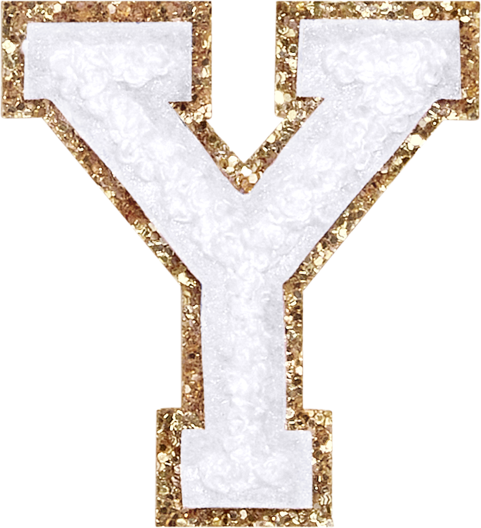 Blanc Glitter Varsity Letter Patches