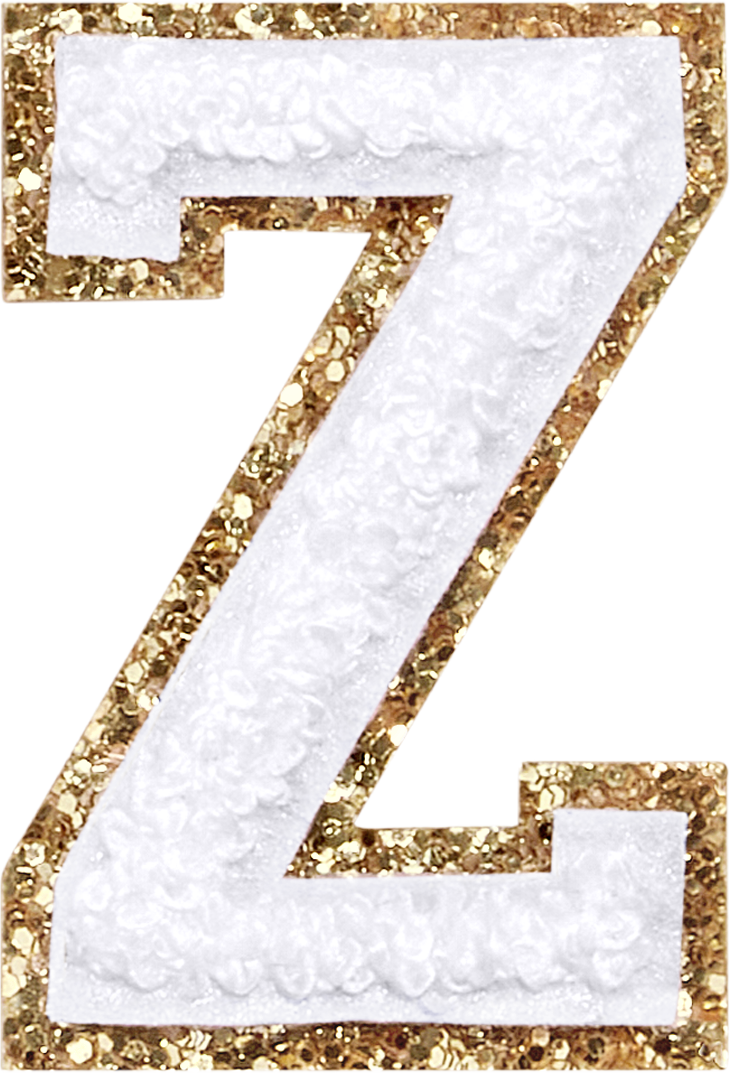 Blanc Glitter Varsity Letter Patches