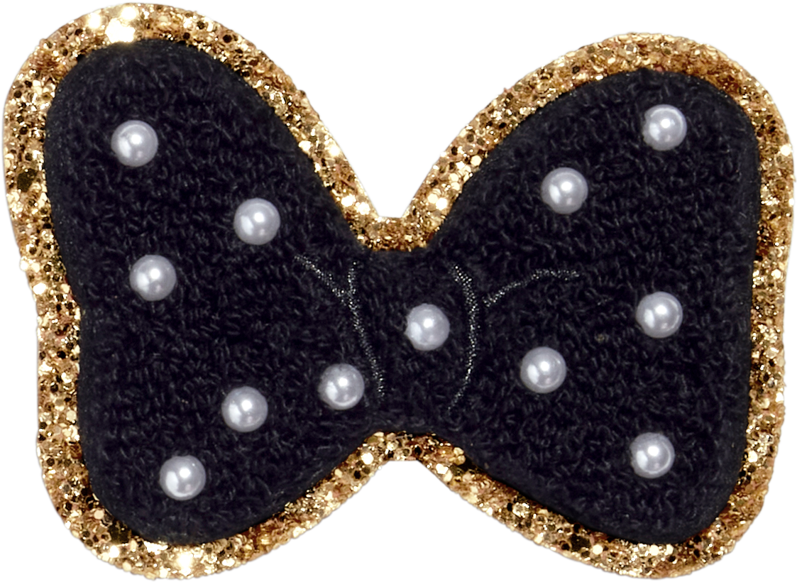 Noir Disney Minnie Mouse Pearl Bow Patch