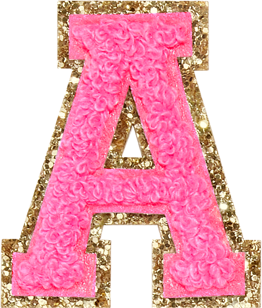 Bubblegum Glitter Varsity Letter Patches