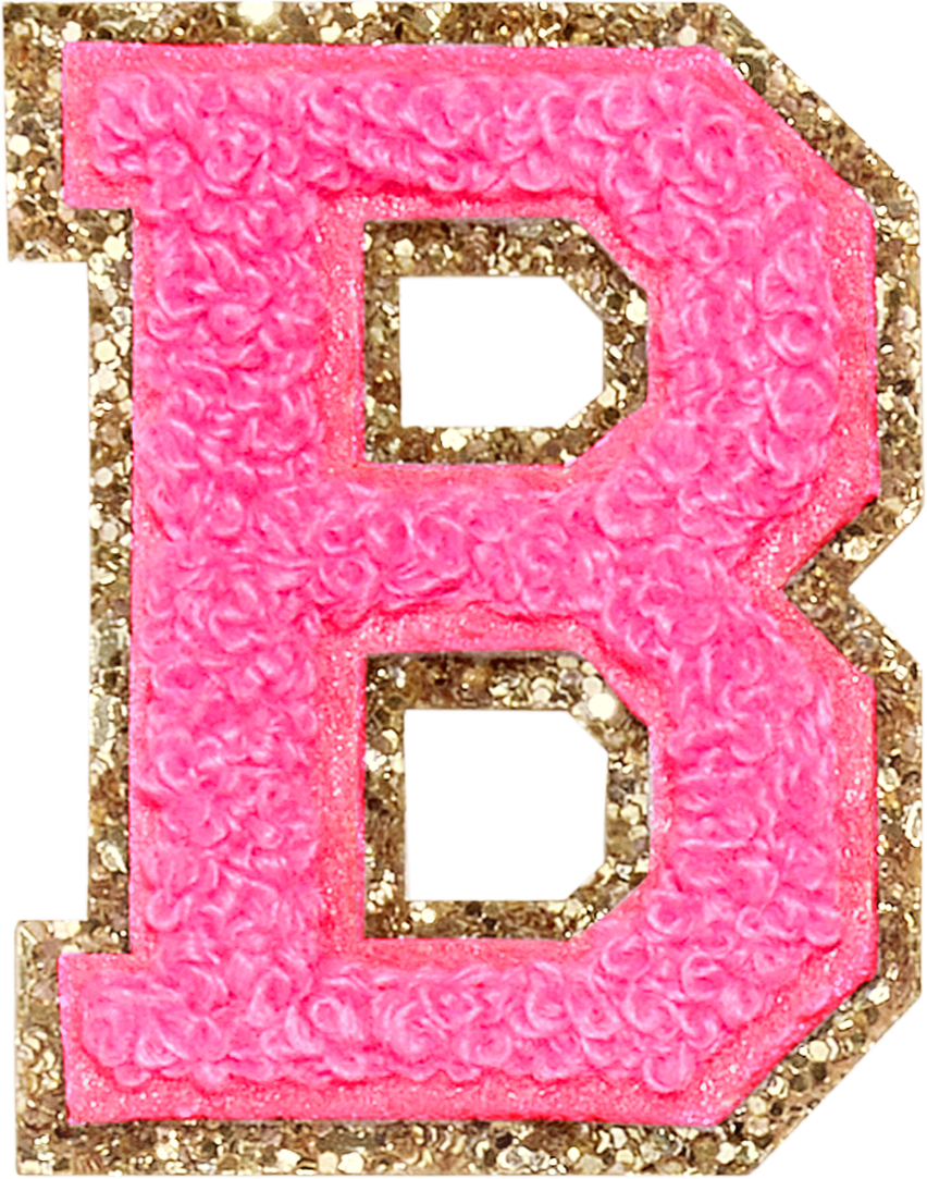 Bubblegum Glitter Varsity Letter Patches