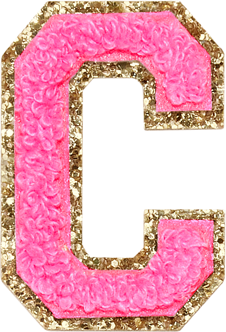 Bubblegum Glitter Varsity Letter Patches