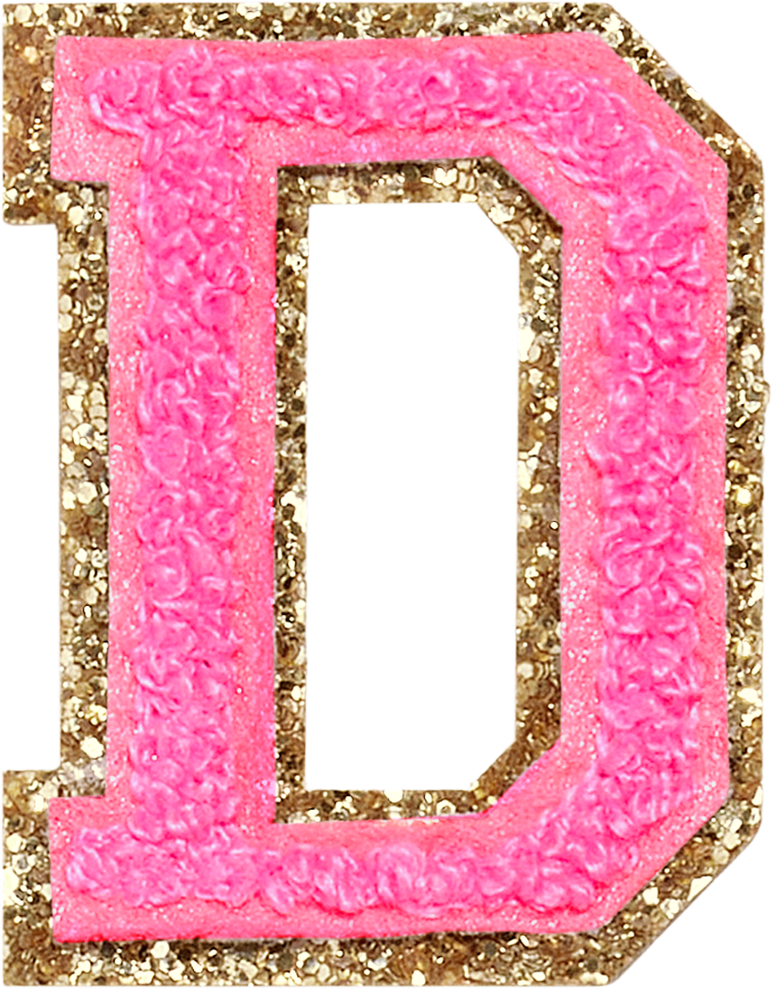 Bubblegum Glitter Varsity Letter Patches
