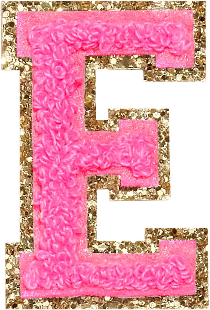 Bubblegum Glitter Varsity Letter Patches