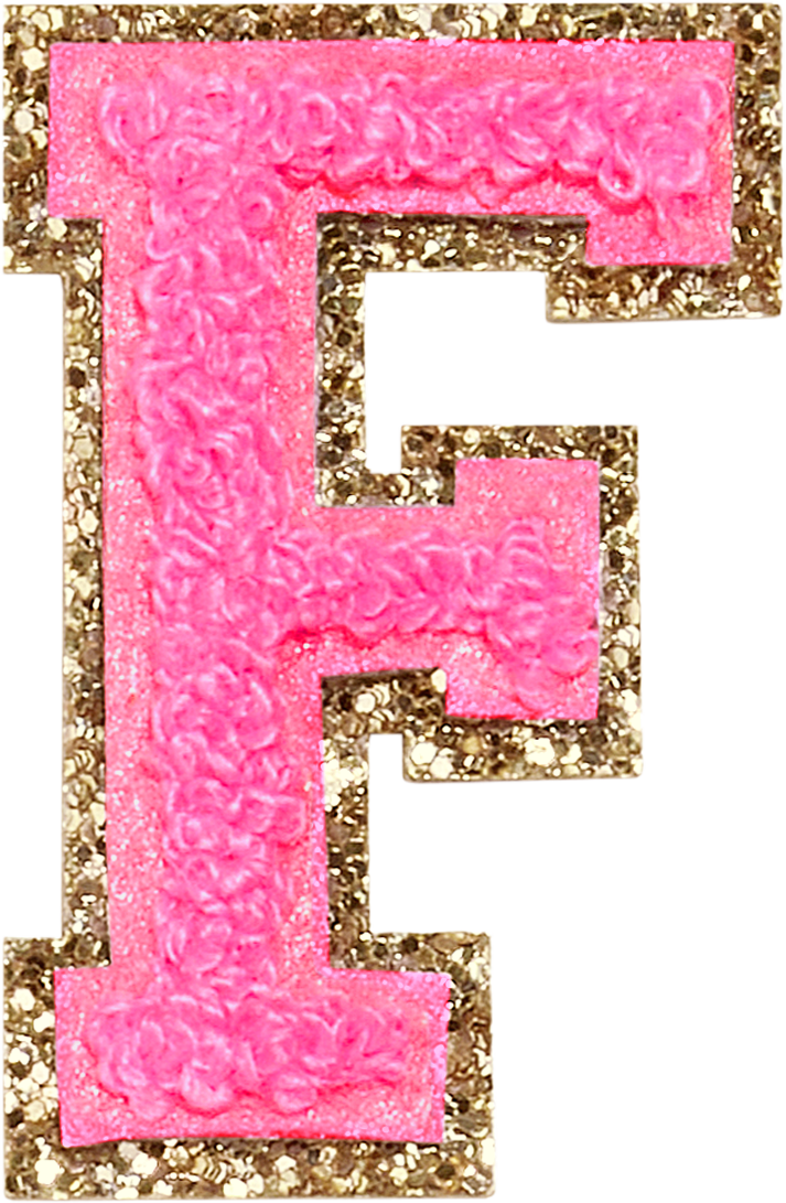 Bubblegum Glitter Varsity Letter Patches