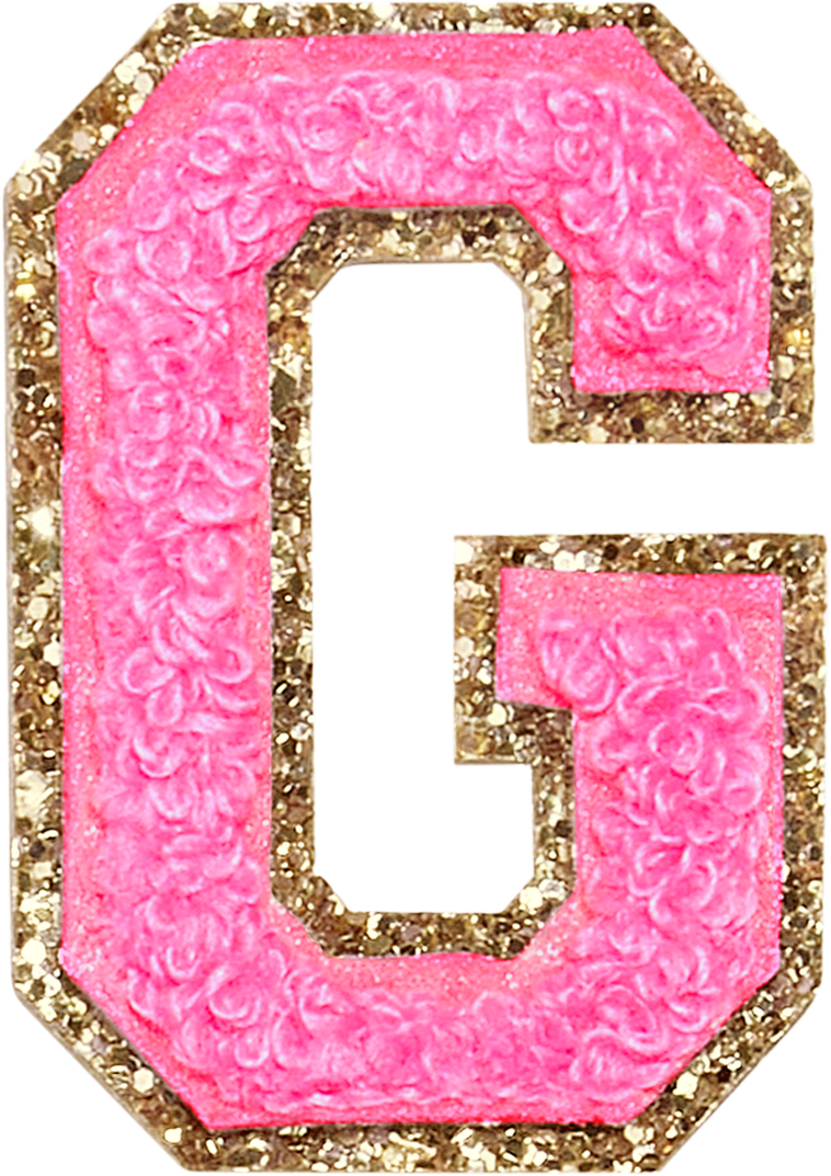 Bubblegum Glitter Varsity Letter Patches