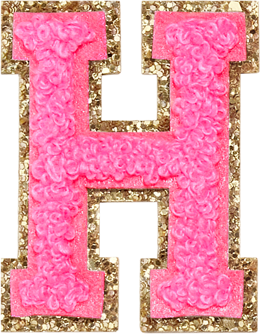 Bubblegum Glitter Varsity Letter Patches