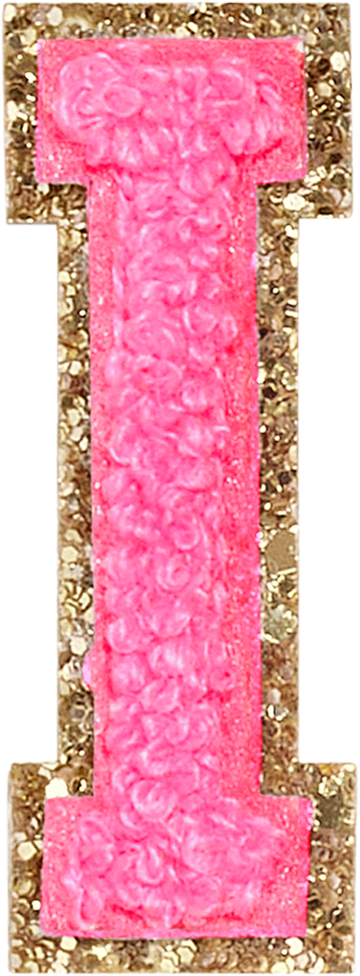 Bubblegum Glitter Varsity Letter Patches