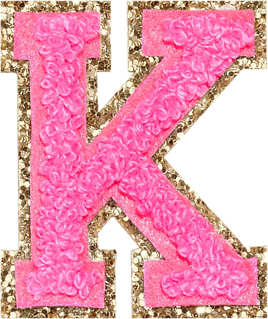 Bubblegum Glitter Varsity Letter Patches