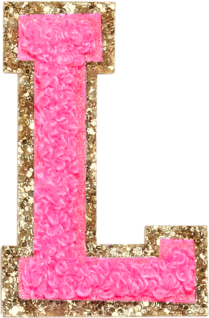 Bubblegum Glitter Varsity Letter Patches