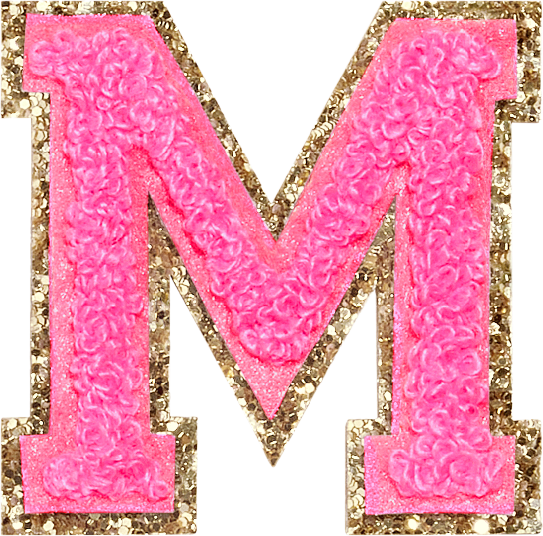 Bubblegum Glitter Varsity Letter Patches