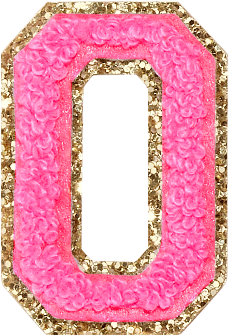 Bubblegum Glitter Varsity Letter Patches