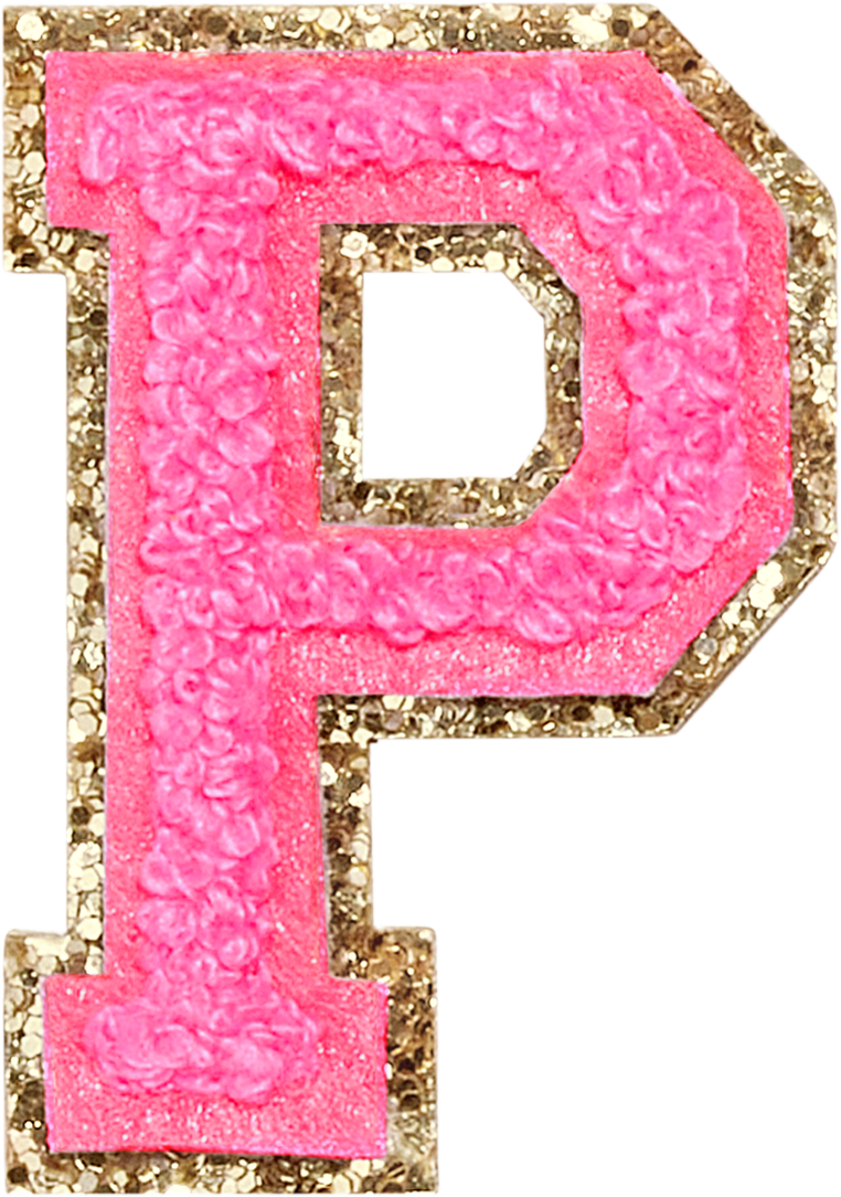 Bubblegum Glitter Varsity Letter Patches