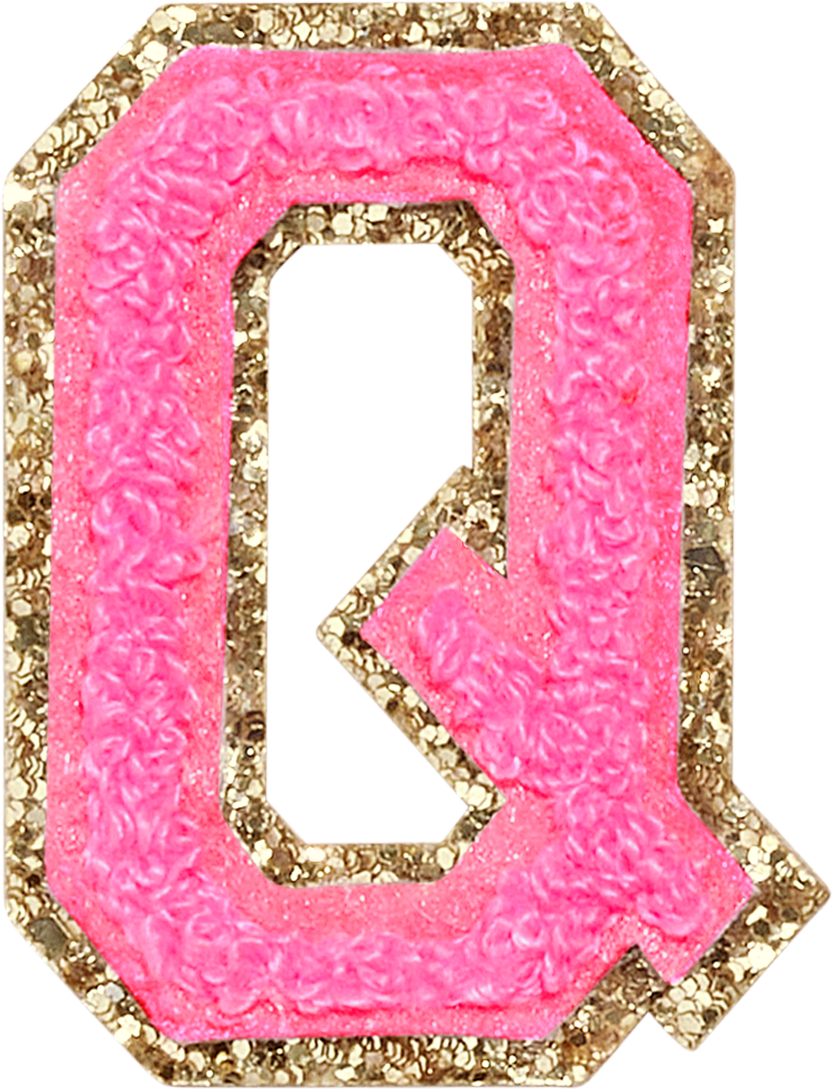 Bubblegum Glitter Varsity Letter Patches