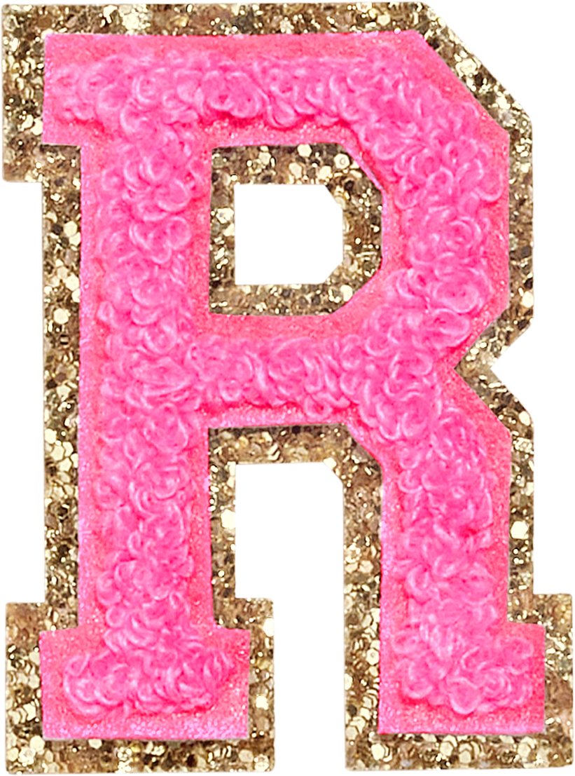 Bubblegum Glitter Varsity Letter Patches