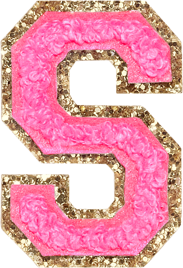 Bubblegum Glitter Varsity Letter Patches