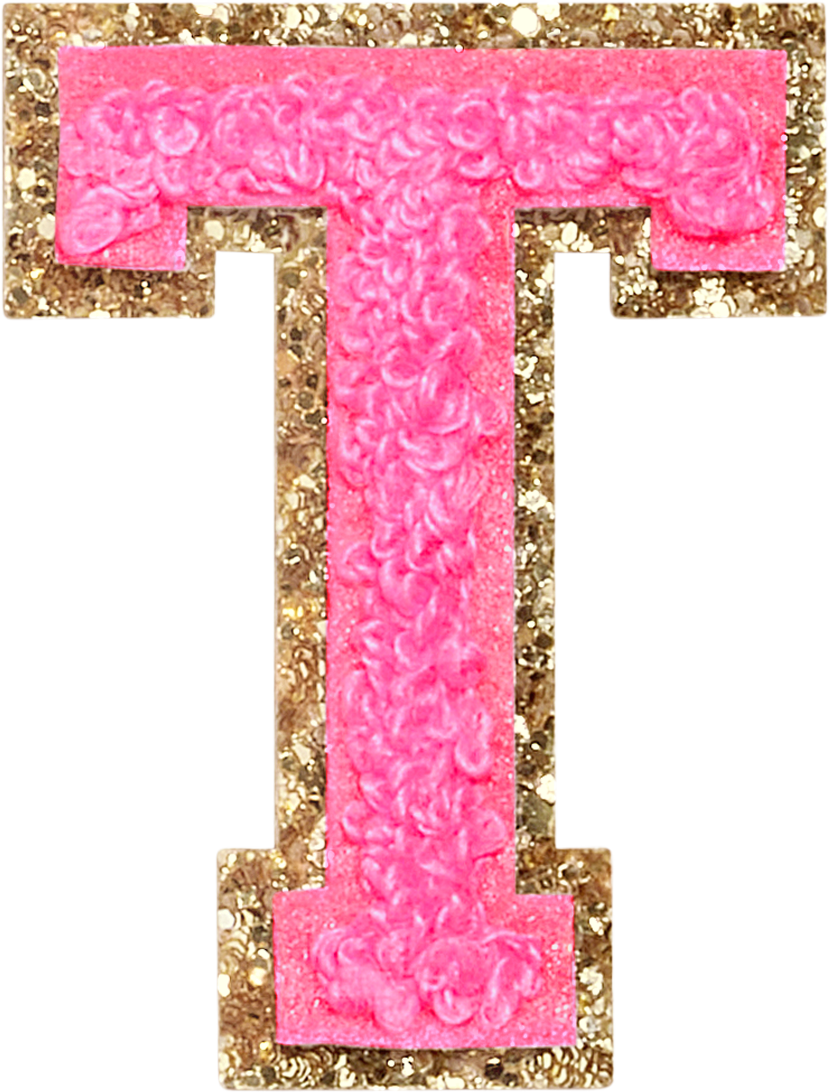 Bubblegum Glitter Varsity Letter Patches