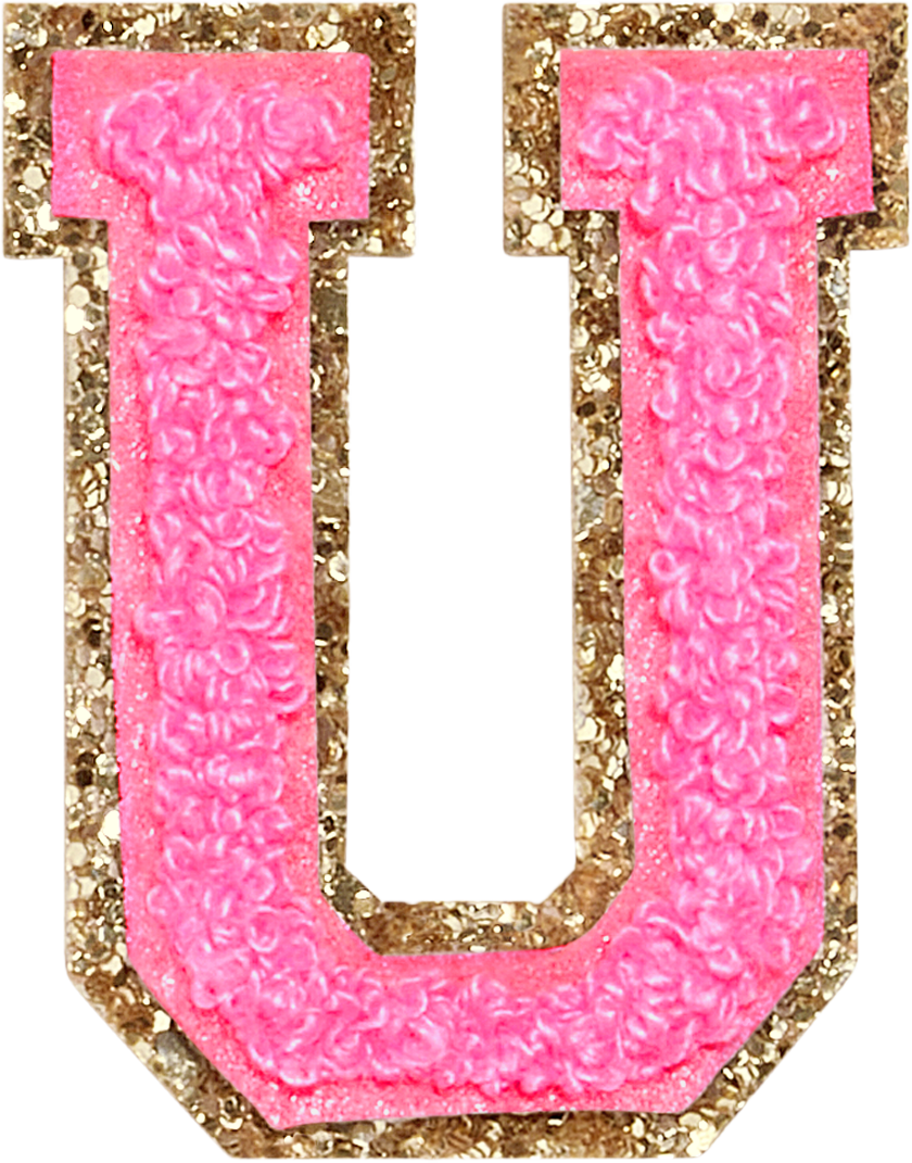Bubblegum Glitter Varsity Letter Patches