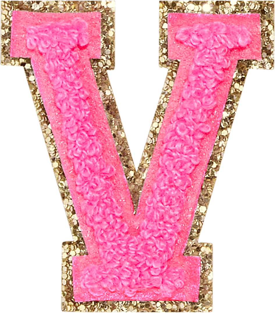 Bubblegum Glitter Varsity Letter Patches