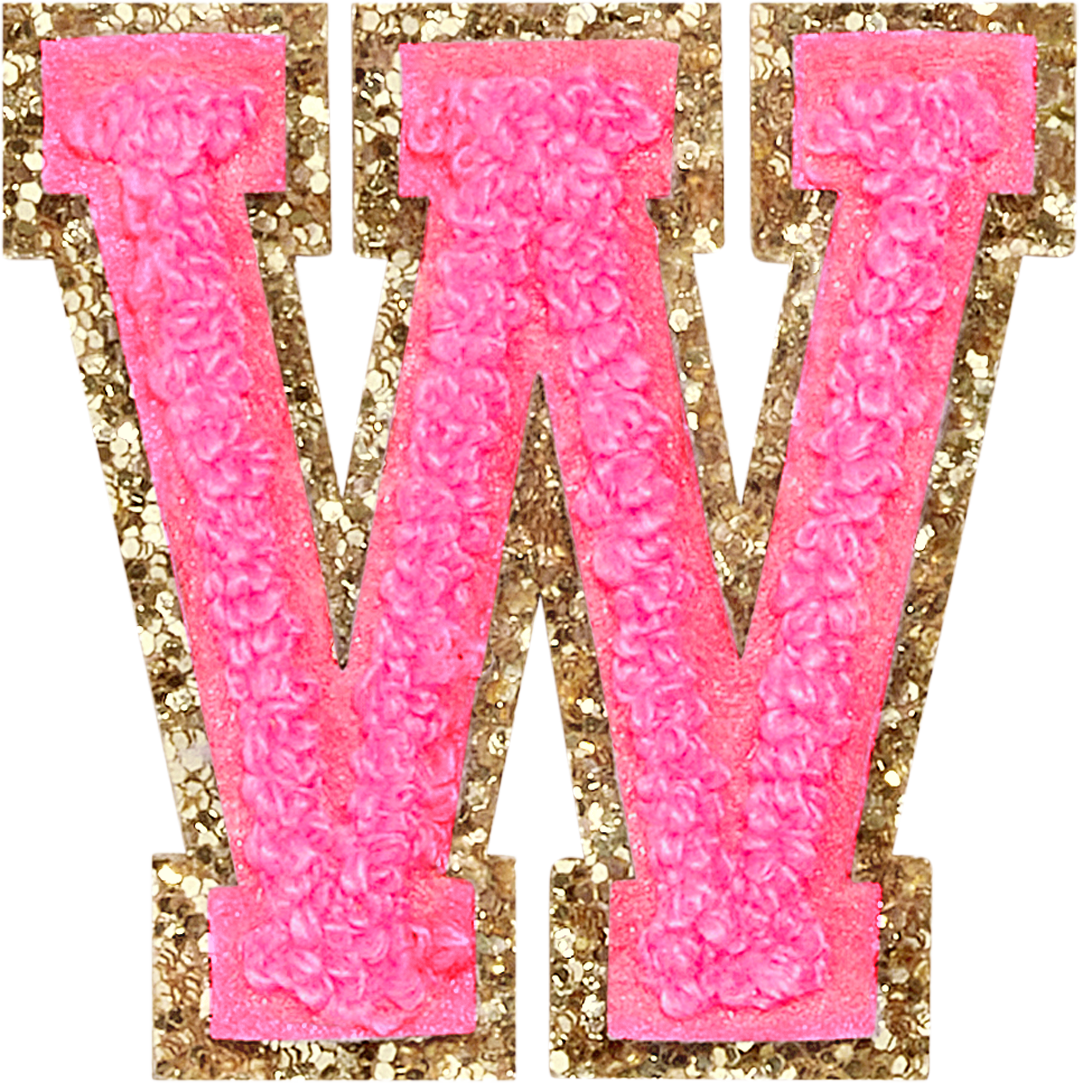 Bubblegum Glitter Varsity Letter Patches