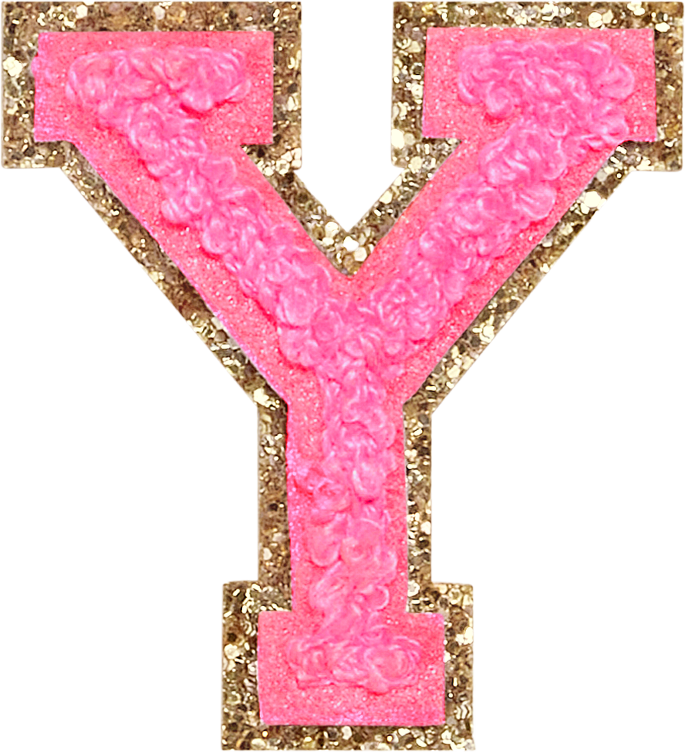Bubblegum Glitter Varsity Letter Patches