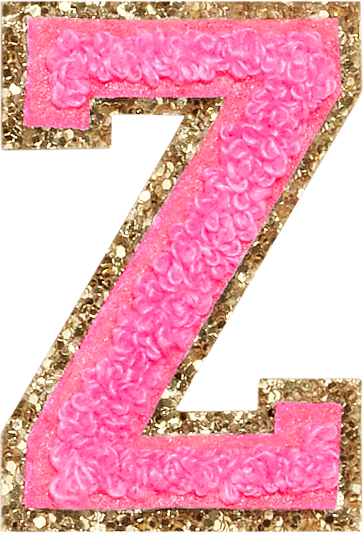 Bubblegum Glitter Varsity Letter Patches
