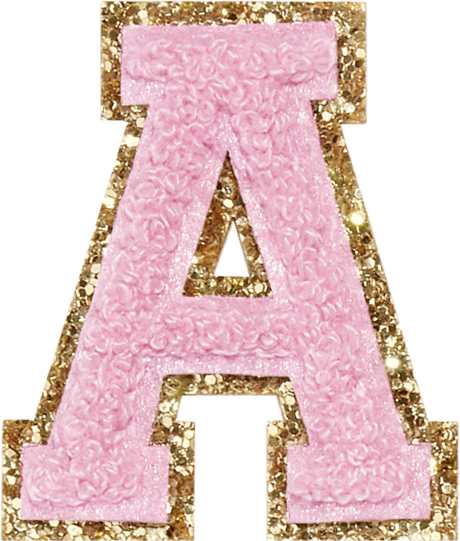 Flamingo Glitter Varsity Letter Patches