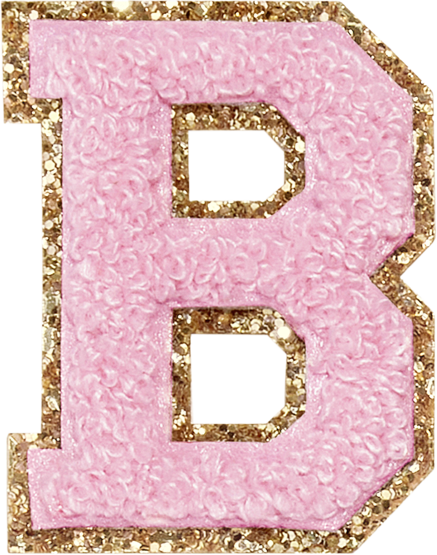 Flamingo Glitter Varsity Letter Patches